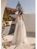 Halter Neck Ivory Lace Tulle Glitter Wedding Dress
